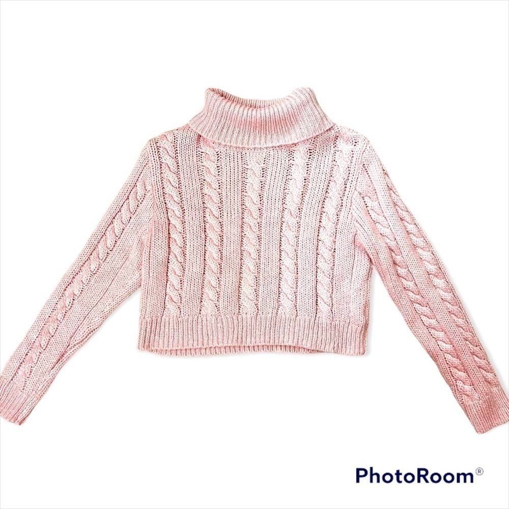Jun & Ivy Pink Knit Cropped Turtleneck Sweater